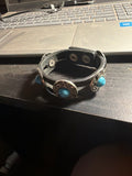 Leather Bracelet w/Blue Stones