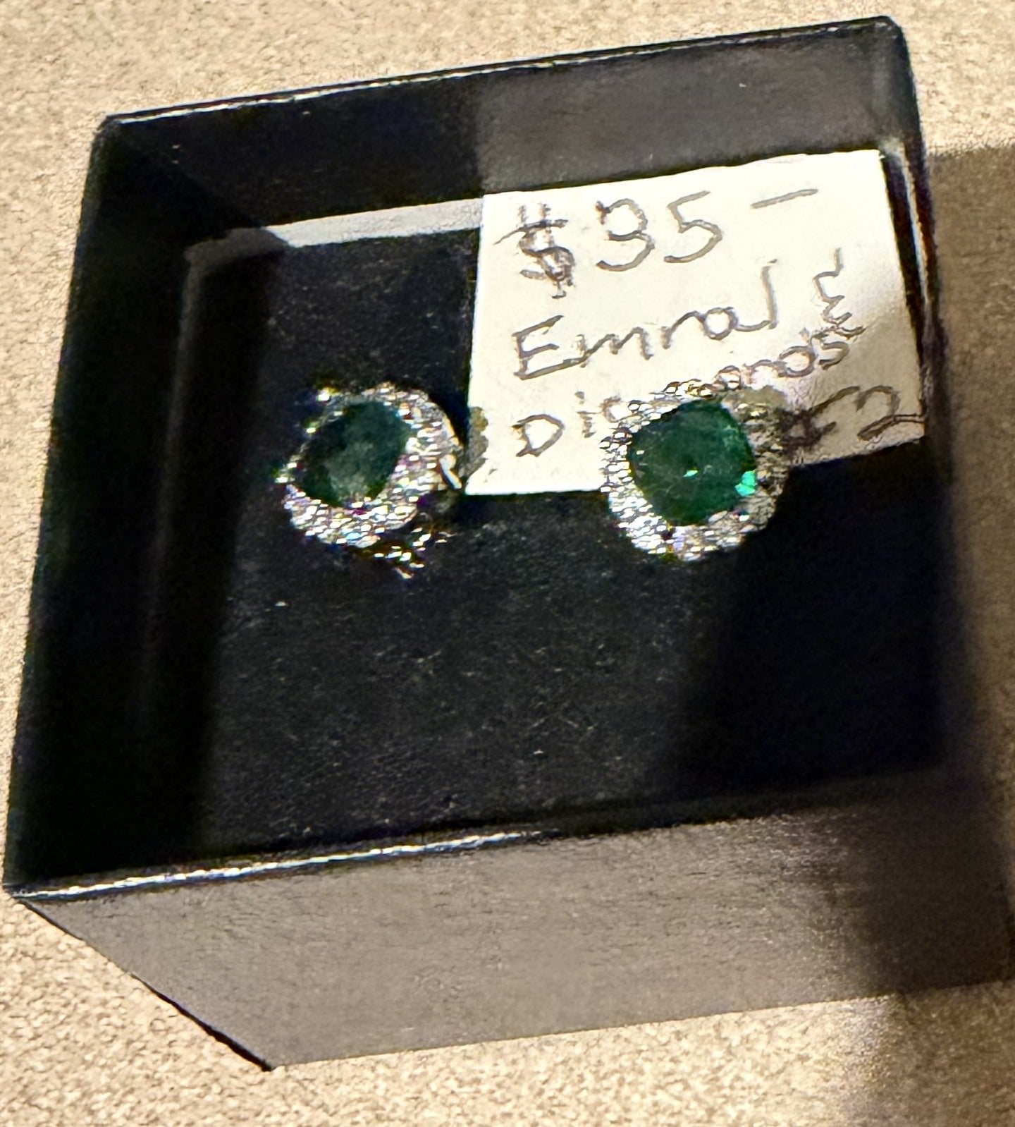 Emerald Silver Earrings